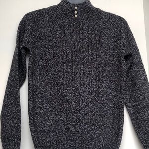 Karen Scott Pearl Button Black & White Knit Sweater Petite